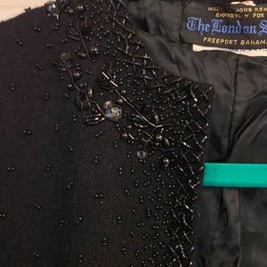 The London Shop EUC Vintage Unique black embellished lamb wool cardigan size L